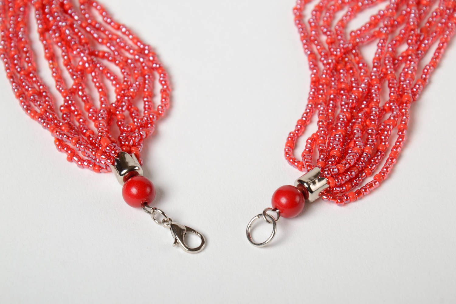 Handmade Mehrreihige Halskette Modeschmuck Collier Halskette für Frauen rot foto 4