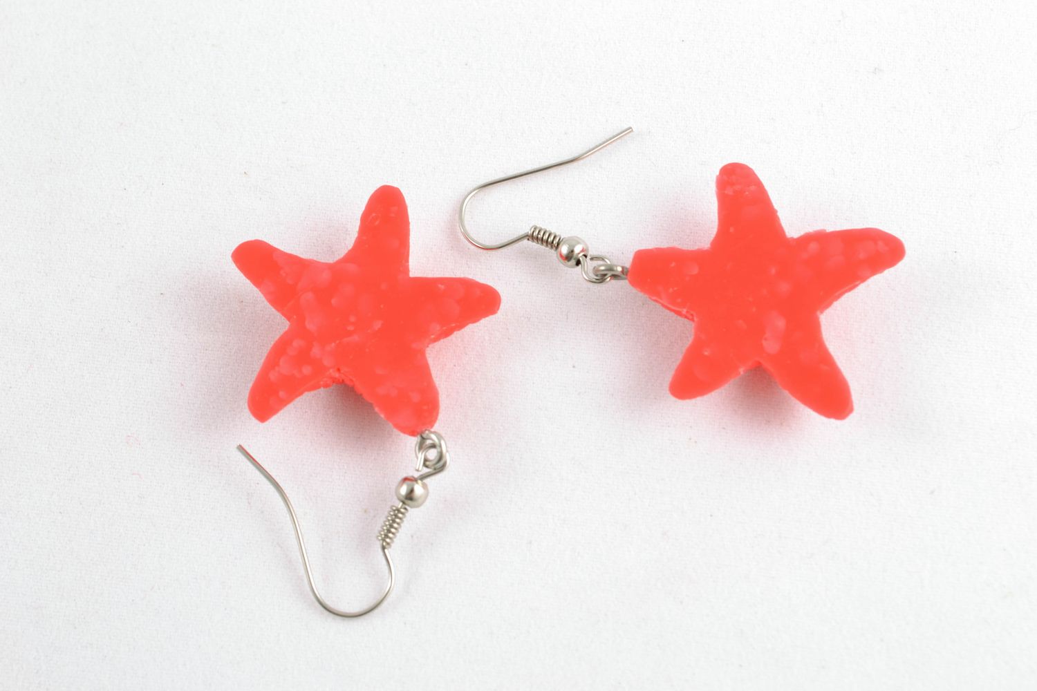 Polymer clay earrings in the shape of starfish photo 5