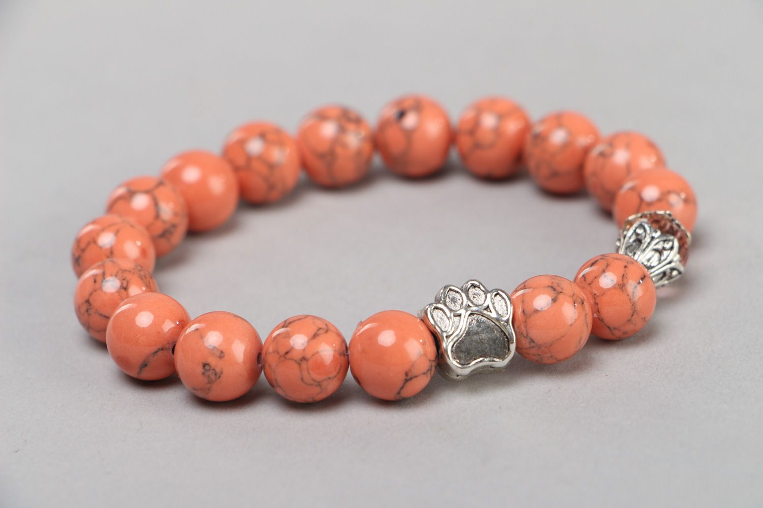 Bracelet en corail avec perle en verre fait main design cadeau pour femme photo 1