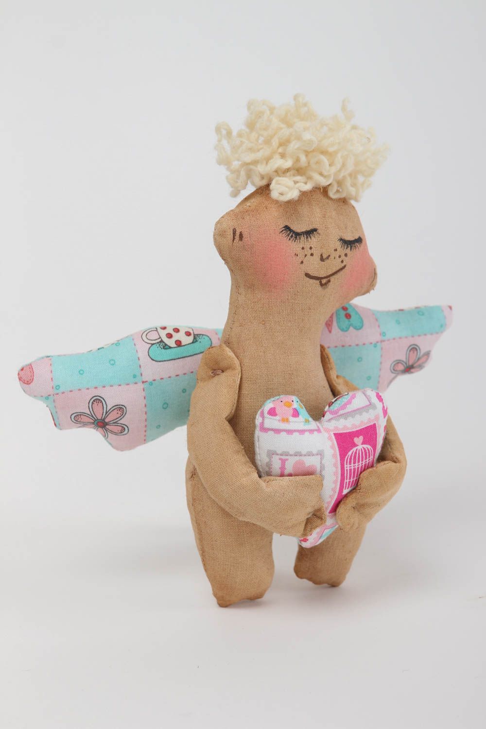 Handmade angel handmade toy soft angel toy linen angel toy with smell of coffee  photo 2