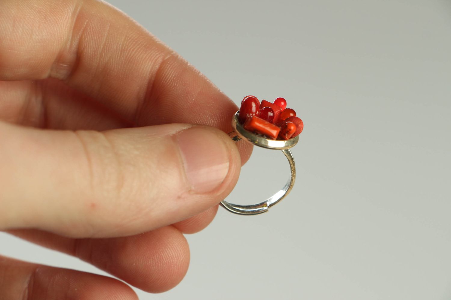 Unusual red cyberpunk ring photo 4