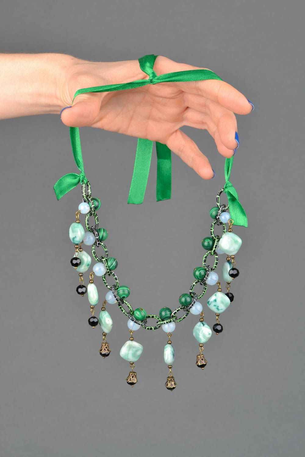 Necklace with natural stone Spring photo 2