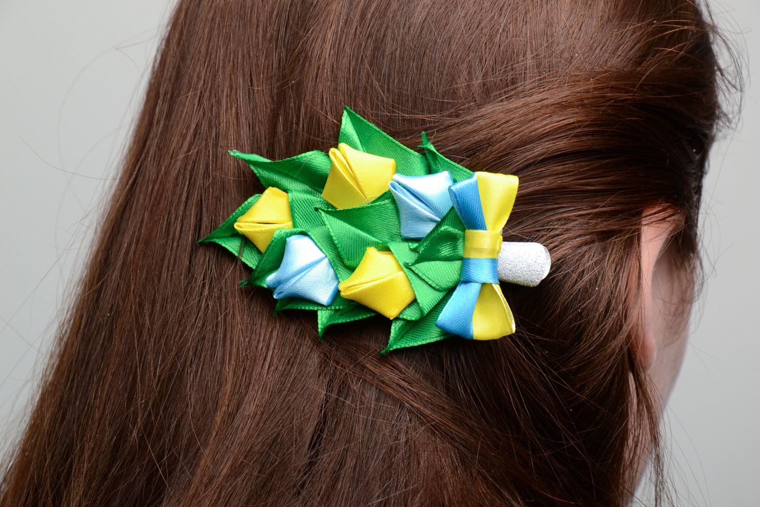 Handmade satin ribbon hair clip photo 5