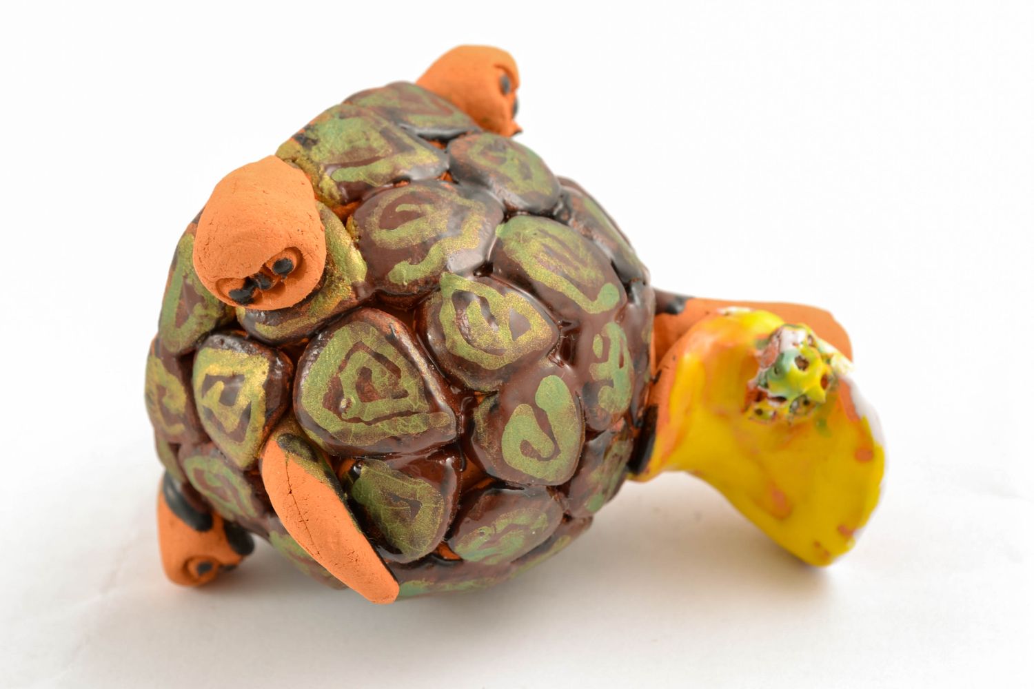Handmade Statuette Schildkröte aus Ton foto 5