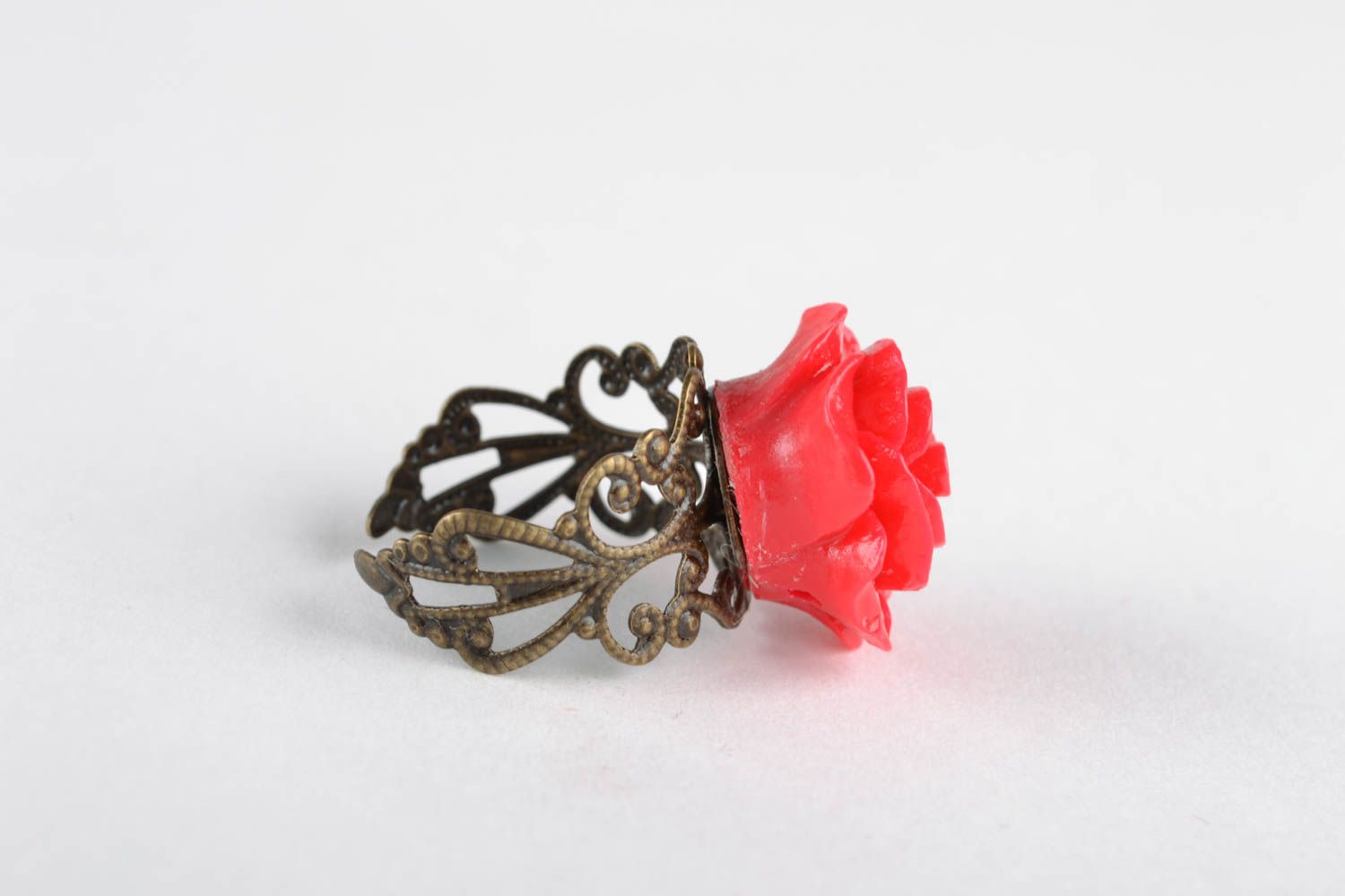Polymer clay ring with rose photo 3