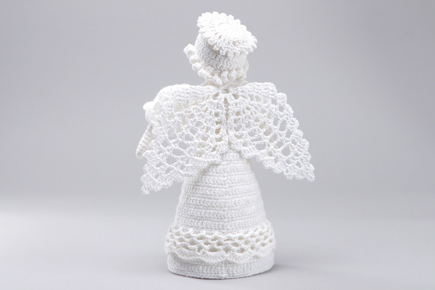 Poupée en tissu Ange faite main tricotée au crochet en acrylique et coton photo 3