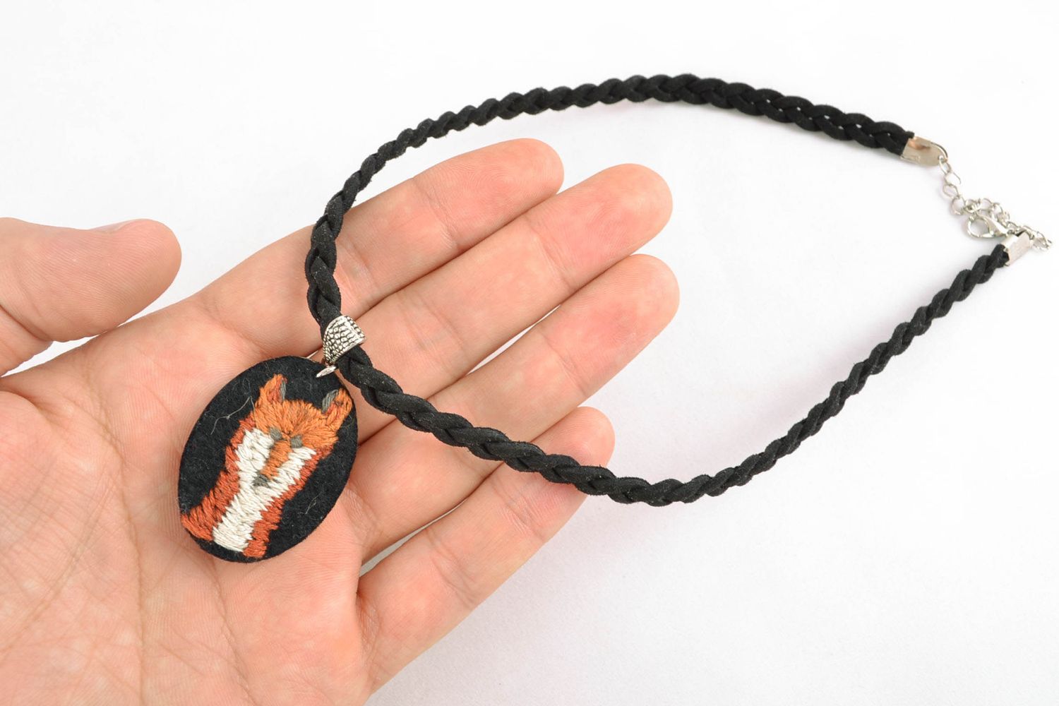 Embroidered pendant with cord photo 2