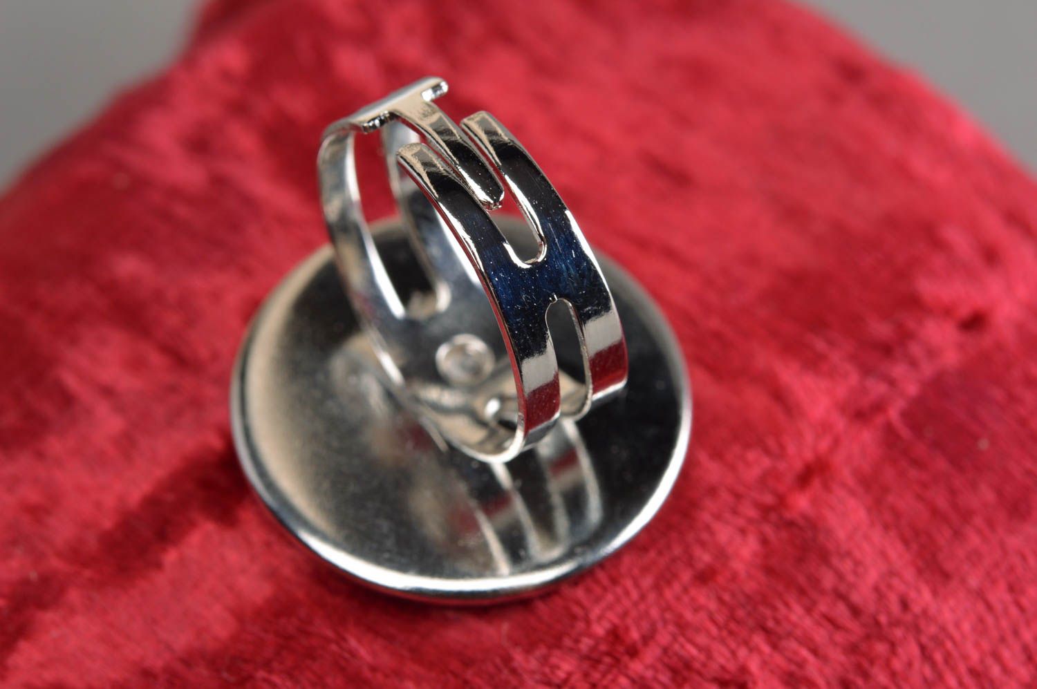 Unusual stylish handmade decoupage ring coated with epoxy photo 2