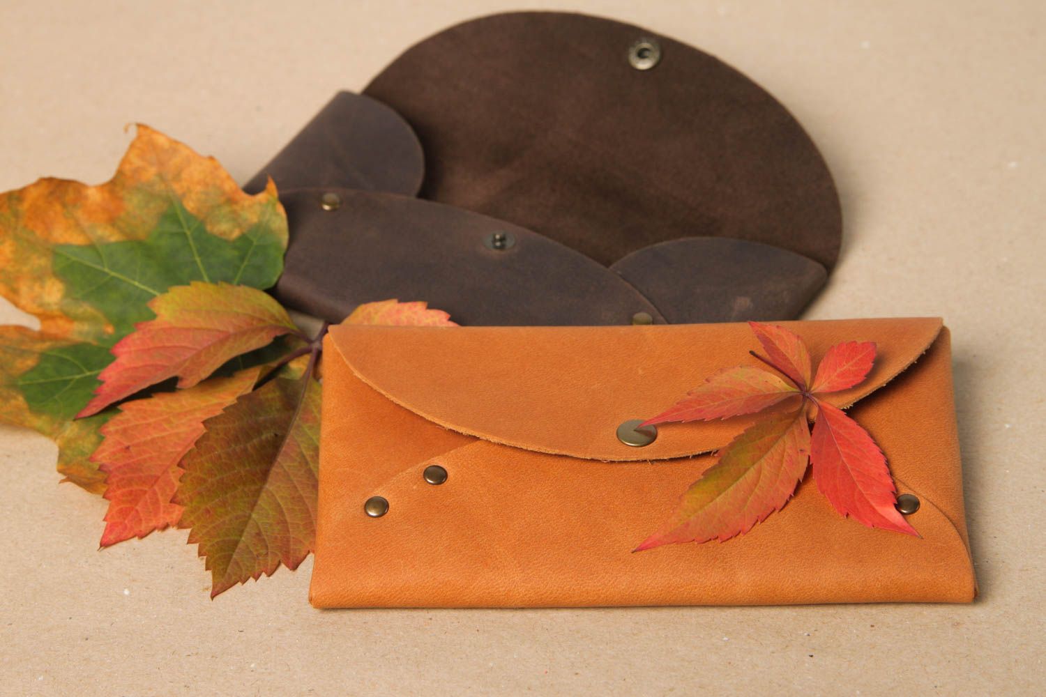 Stylish handmade leather wallet elegant wallet for women leather goods photo 1