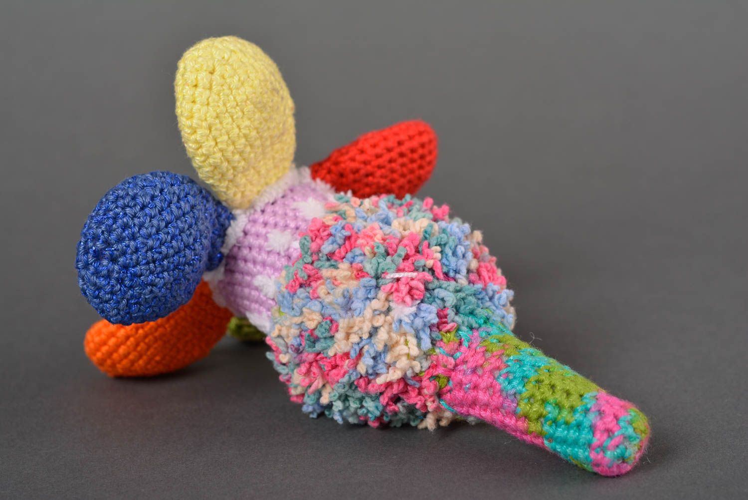 Handmade Häkel Kuscheltier Rassel Spielzeug Geschenk Idee Blume aus Stoff bunt foto 4