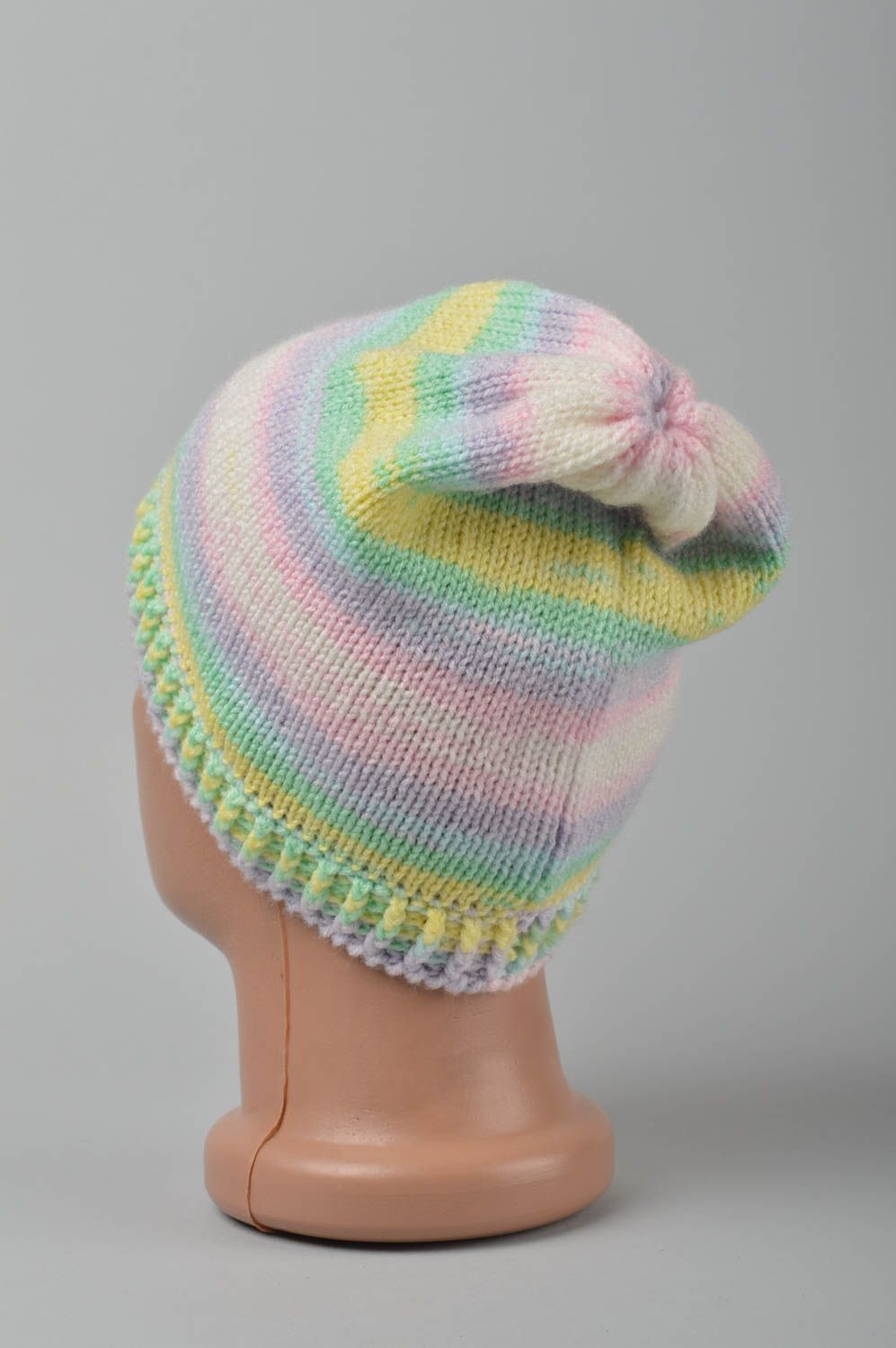 Bonnet tricot fait main Chapeau au crochet Vêtement enfant printemps design photo 5
