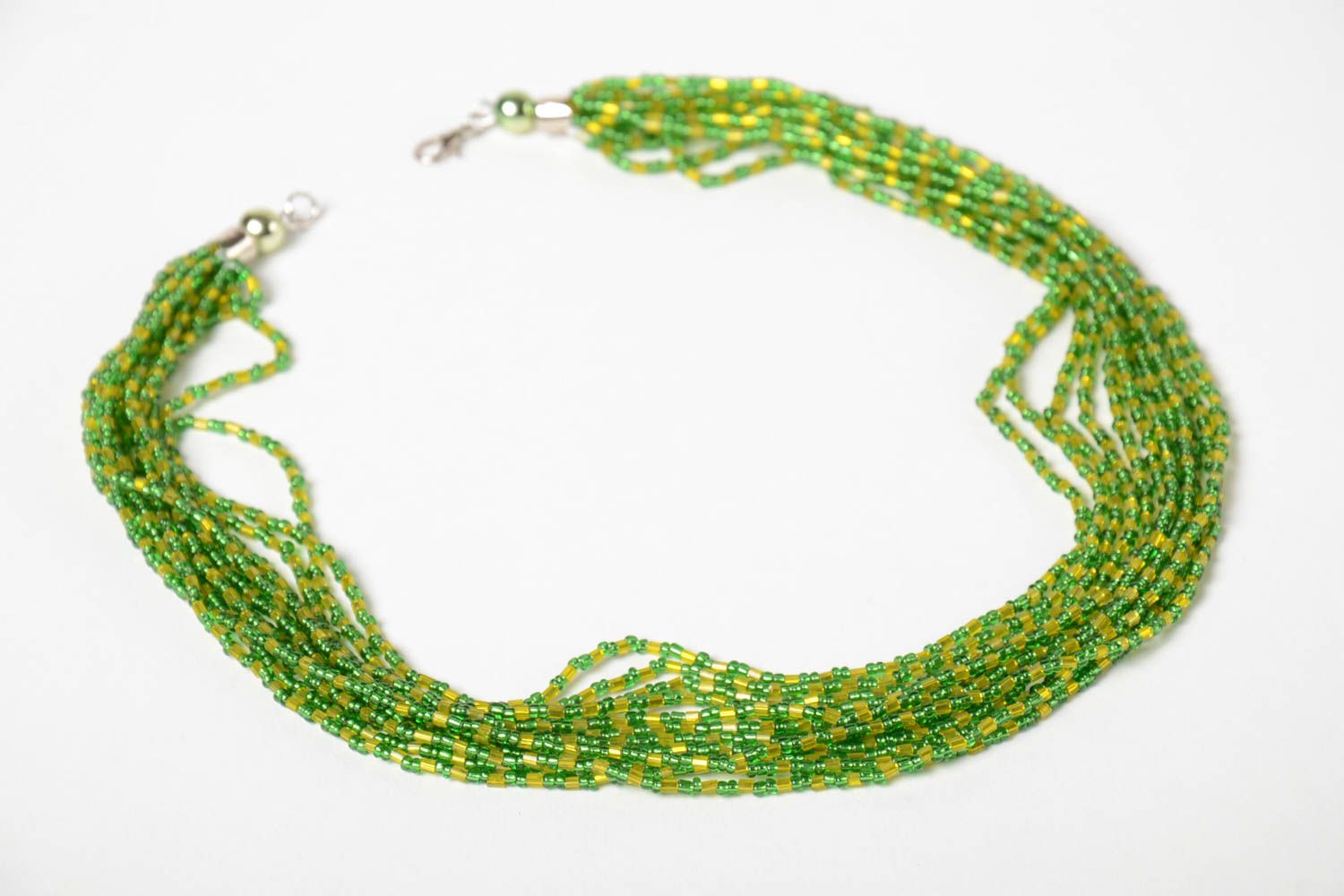 Collier multirang vert Bijou fait main Cadeau femme long en perles de rocaille photo 5