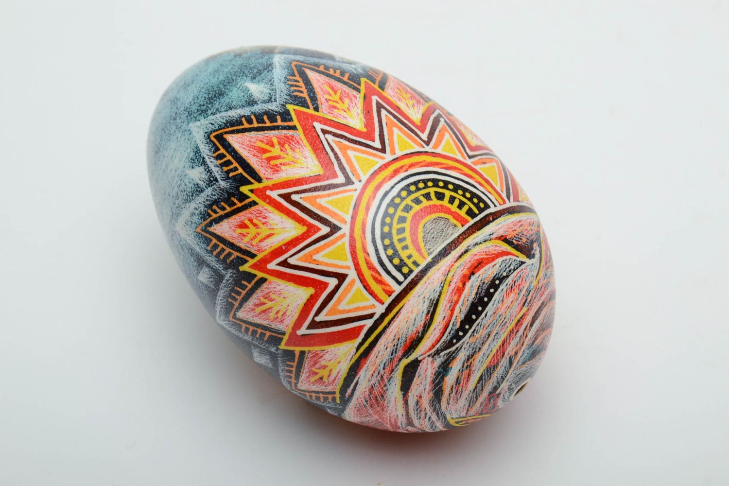 Пасхальное яйцо гусиное с росписью ручной работы авторское фото 3