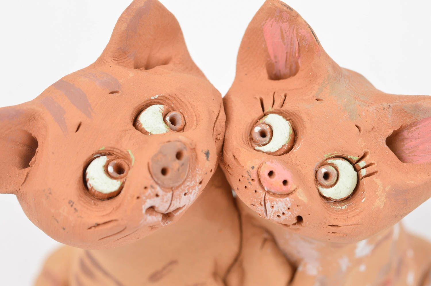 Figurine couple de chats Statuette déco faite main en céramique Déco maison photo 5