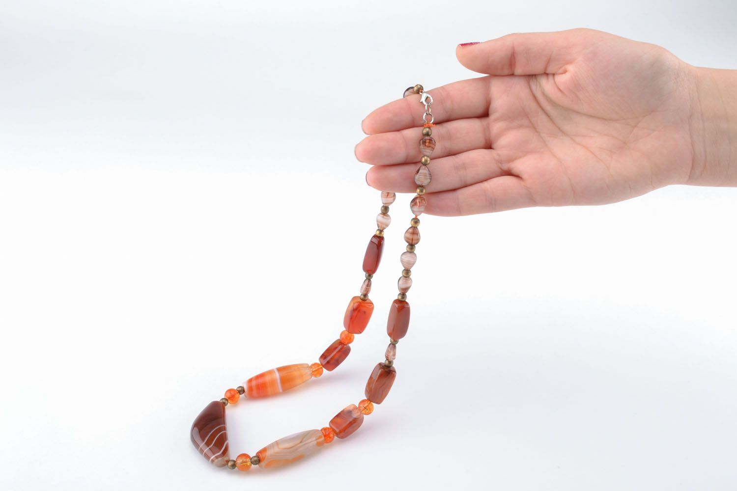 Bead necklace with natural stones and Czech glass photo 4