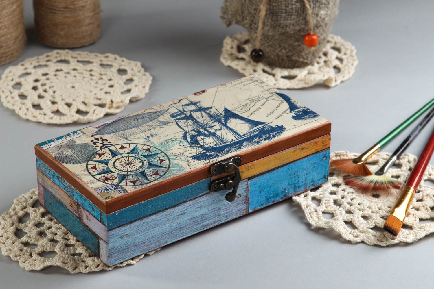 Caja de madera hecha a mano para joyas regalo original decoración de interior  foto 1