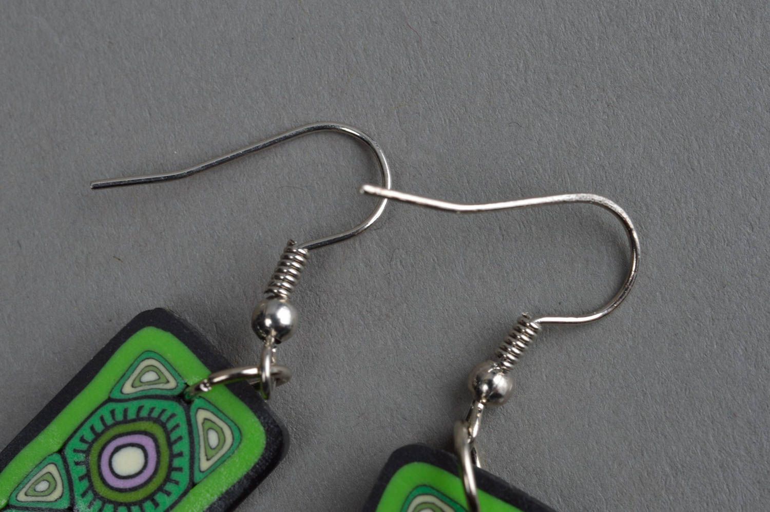 Polymer clay earrings handmade earrings rectangular earrings jewelry for women photo 4