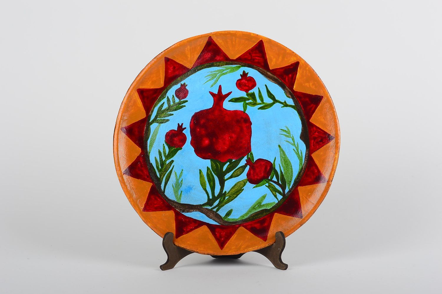 Глиняная посуда декор хэнд мейд расписная тарелка акрилом керамическая тарелка фото 1