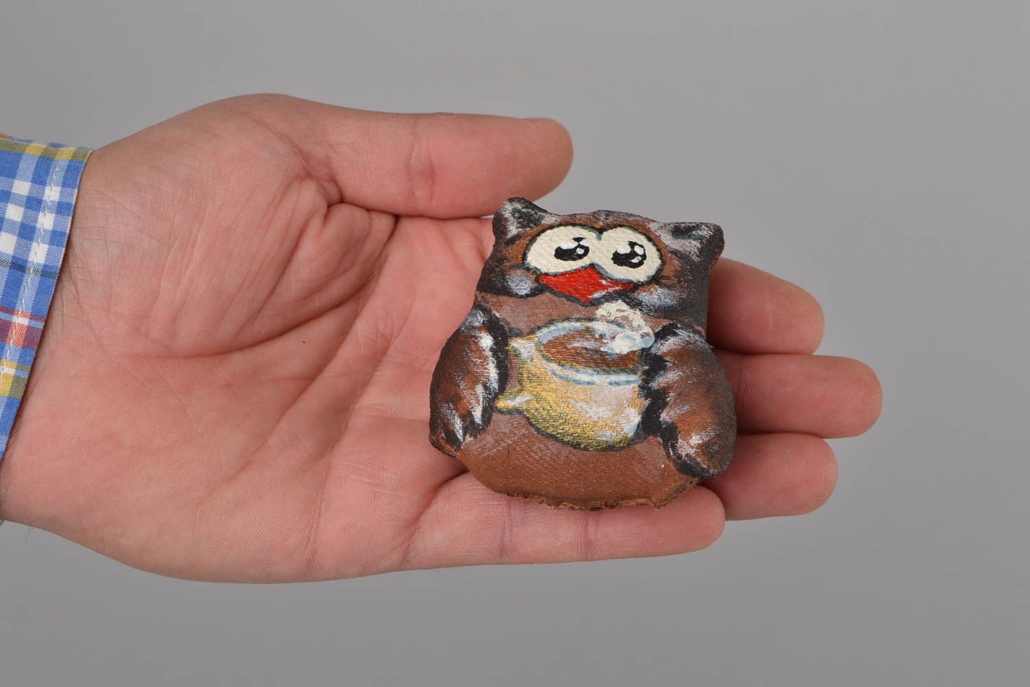 Beautiful handmade flavored textile soft fridge magnet toy Owl photo 2
