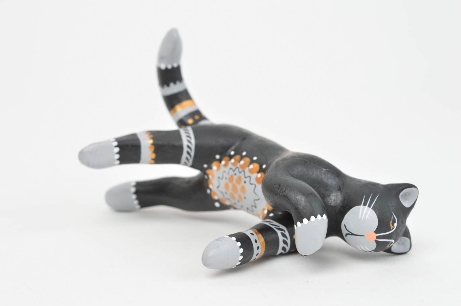 Designer beautiful statuette ceramic cat figurine handmade stylish souvenir photo 3