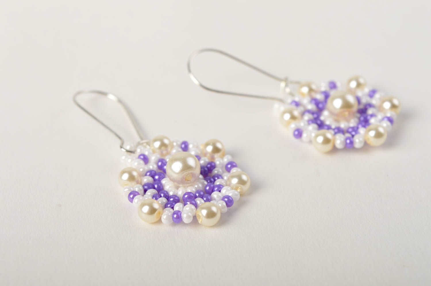 Handmade stunning jewelry unusual beaded earrings beautiful cute earrings photo 3