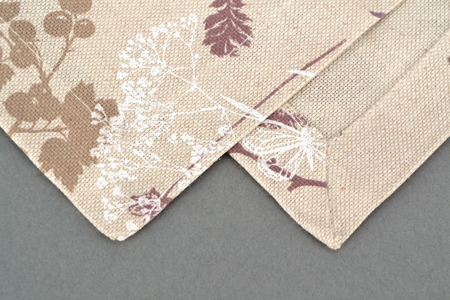 Chemin de table en tissu de coton beige à fleur rectangulaire fait main photo 4