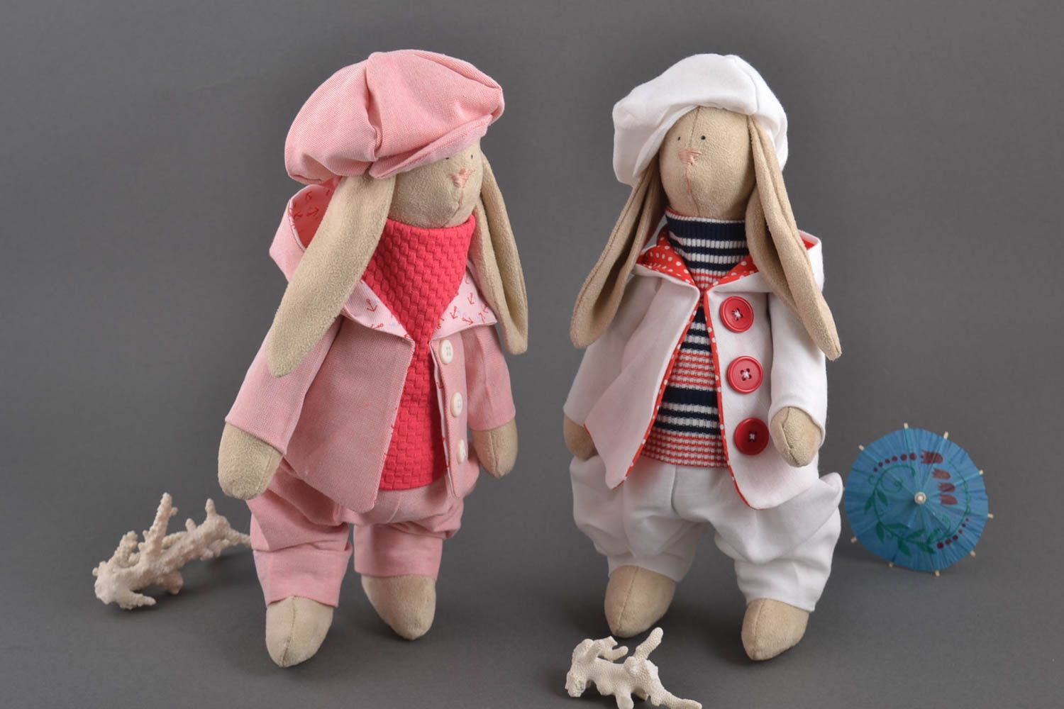 Set of 2 handmade fabric toys rag dolls stuffed toys for kids room decor ideas photo 1