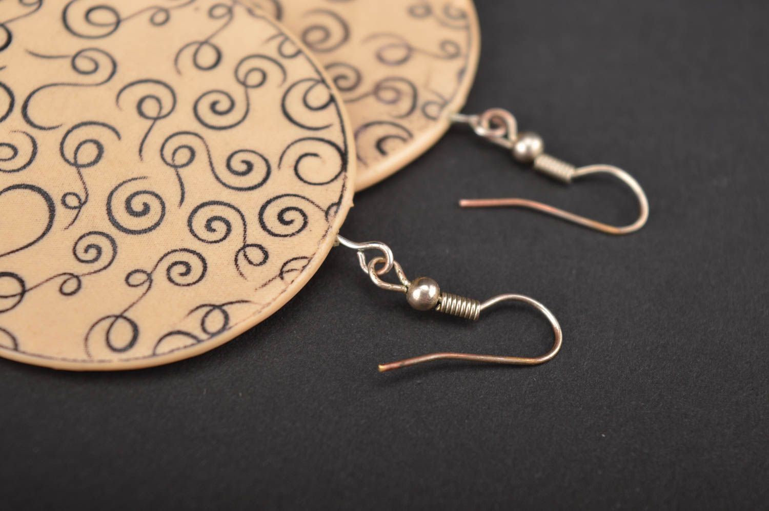 Stylish handmade plastic earrings round earrings design handmade accessories photo 2
