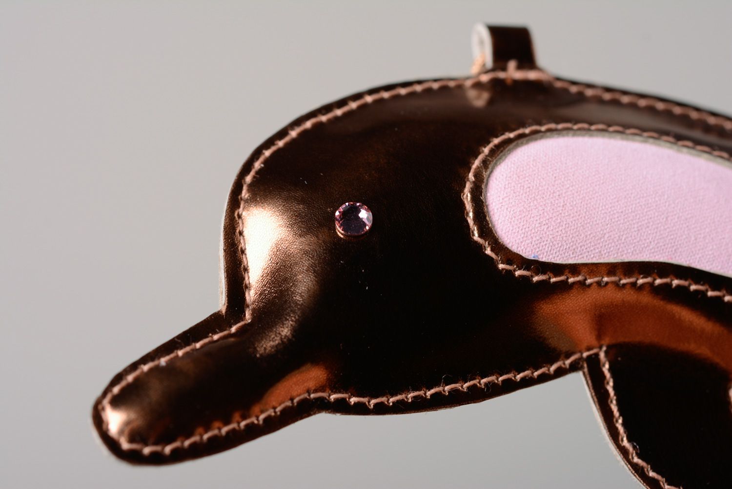 Handmade designer leather keychain Dolphin photo 3