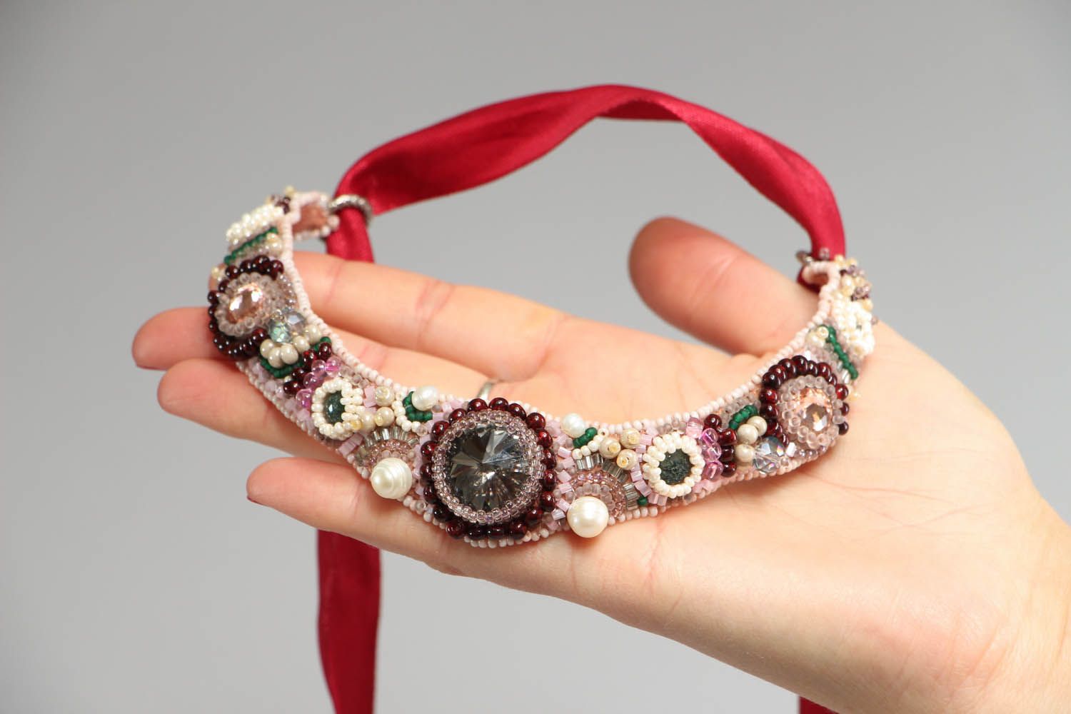 Necklace with natural stones Cherry blossom photo 4