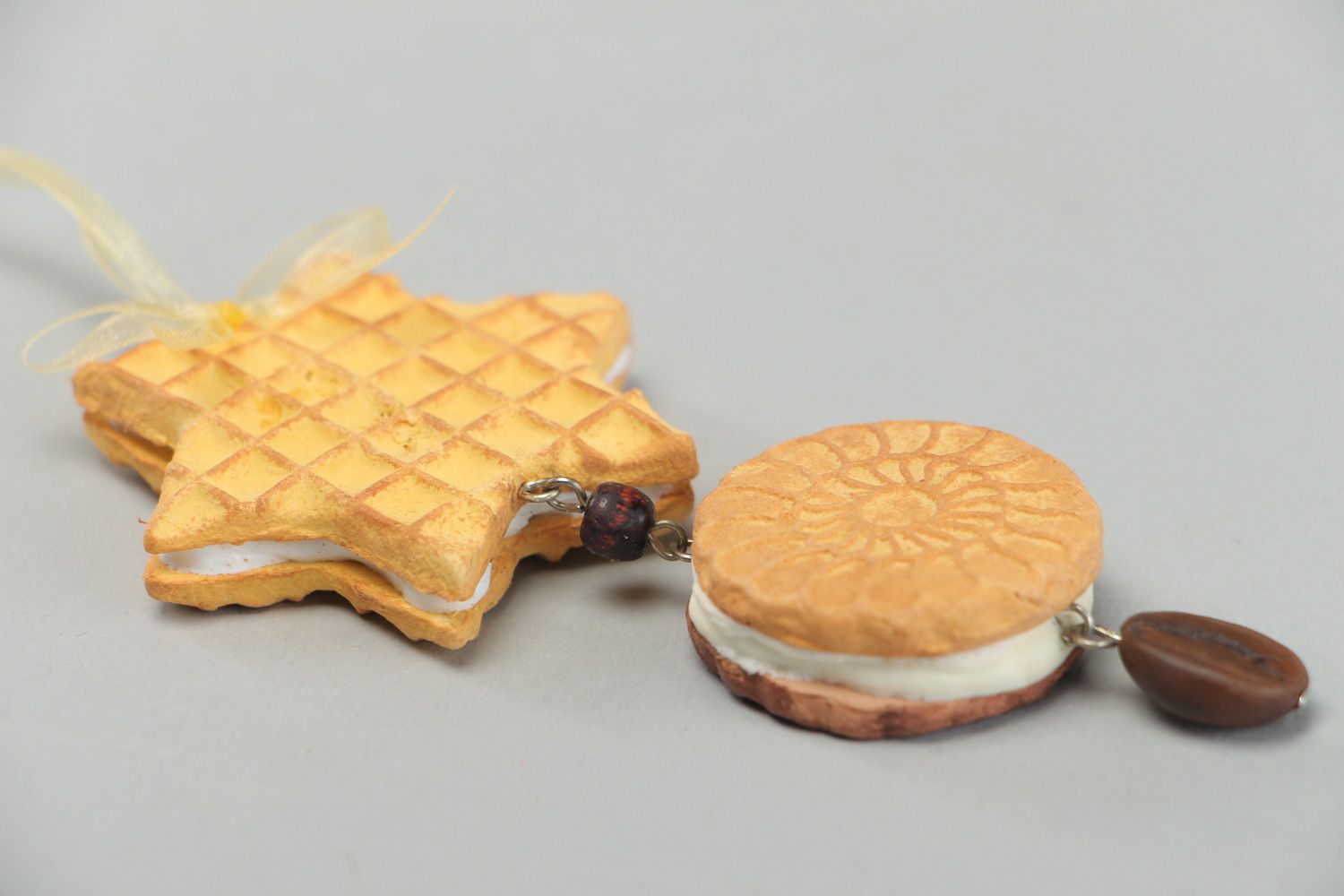 Handmade interior wall hanging sweet charms molded of polymer clay Cookies photo 2