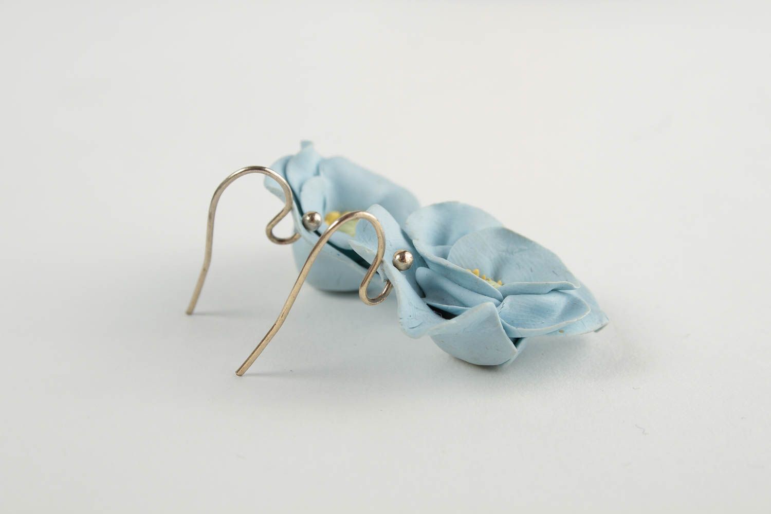 Schmuck Ohrringe handmade Polymer Schmuck Accessoire für Frauen blaue Blumen foto 5