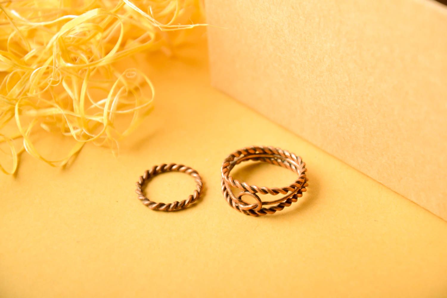 Красивые кольца ручной работы женские кольца из меди необычные кольца 2 штуки фото 1