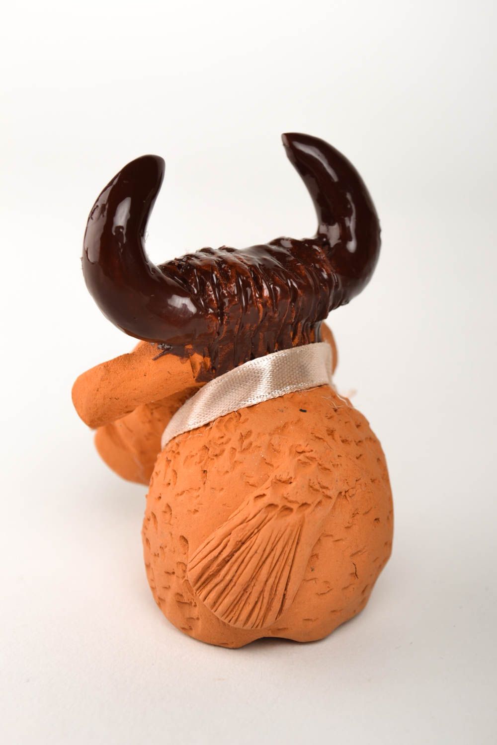 Handmade Deko Keramik Tier Geschenk Idee kleine Dekofigur Kuh aus Ton  foto 5