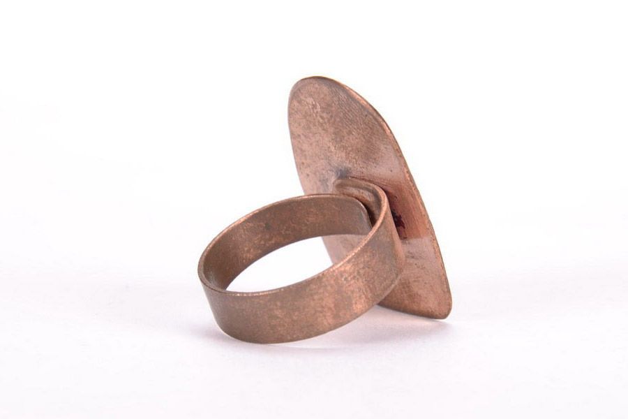 Copper ring with painting using hot enamel photo 4