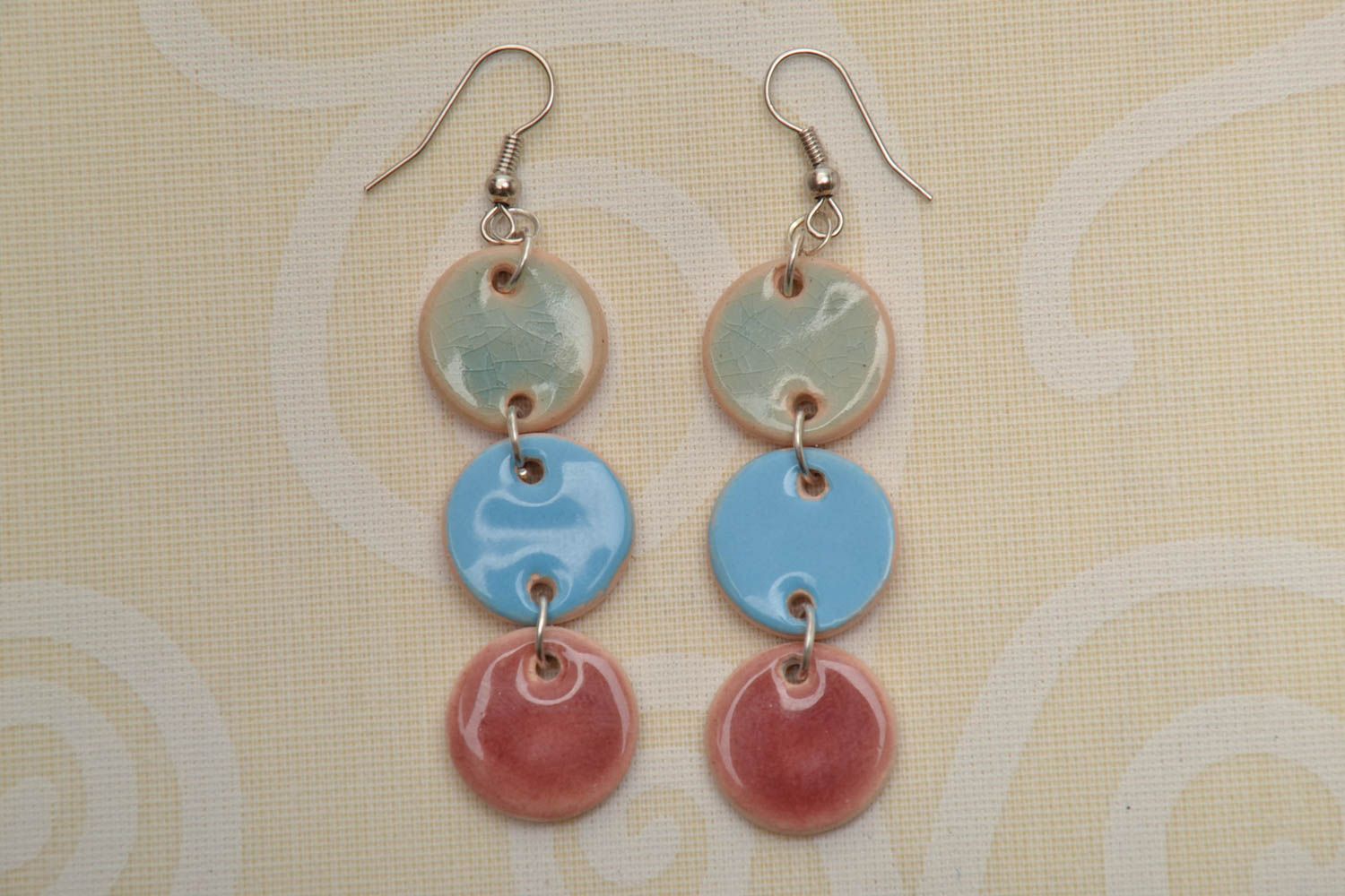 Long colorful ceramic earrings photo 1