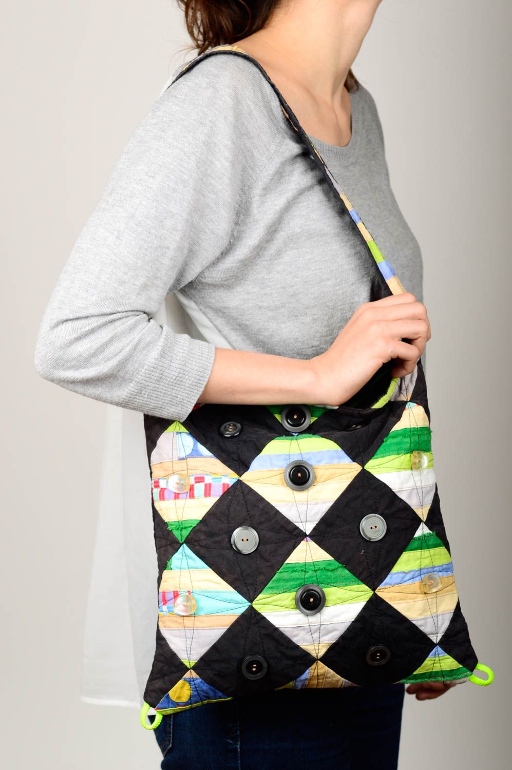 Bolso textil hecho a mano multicolor accesorio de mujeres regalo original   foto 2
