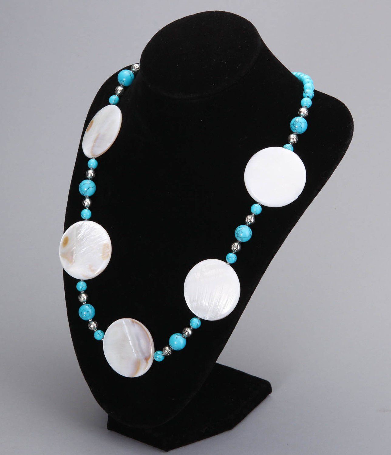 Necklace mae of pearl & turquoise photo 3