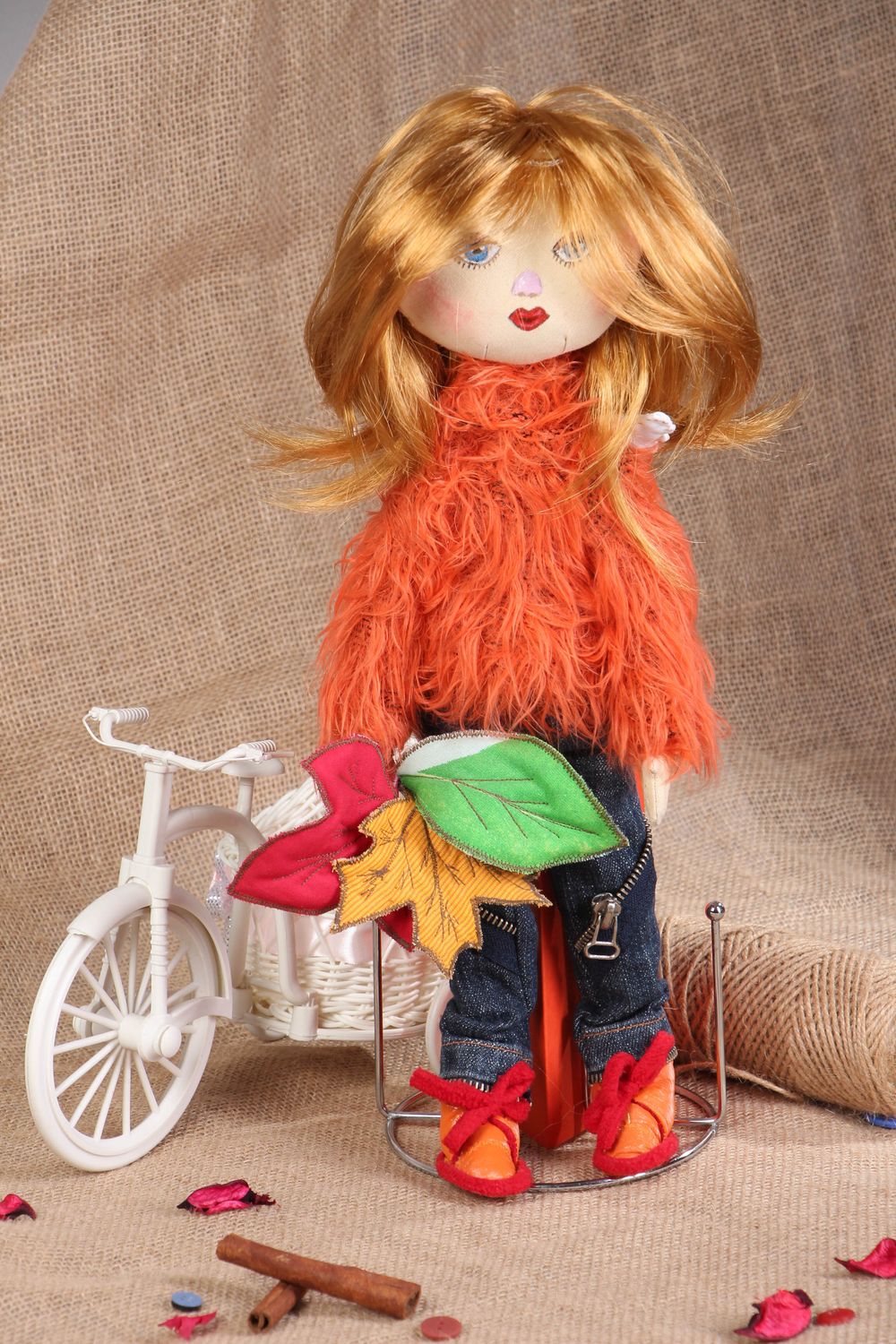 Collectible textile doll with holder photo 5