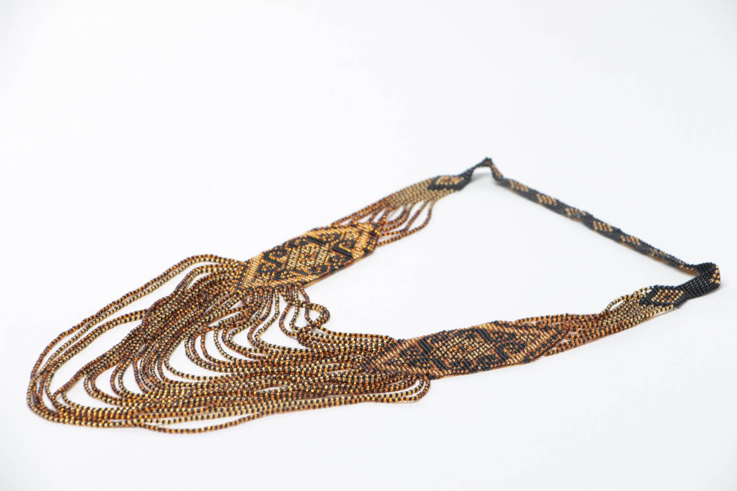 Beaded gerdan beautiful dark handmade necklace with ornament  photo 3