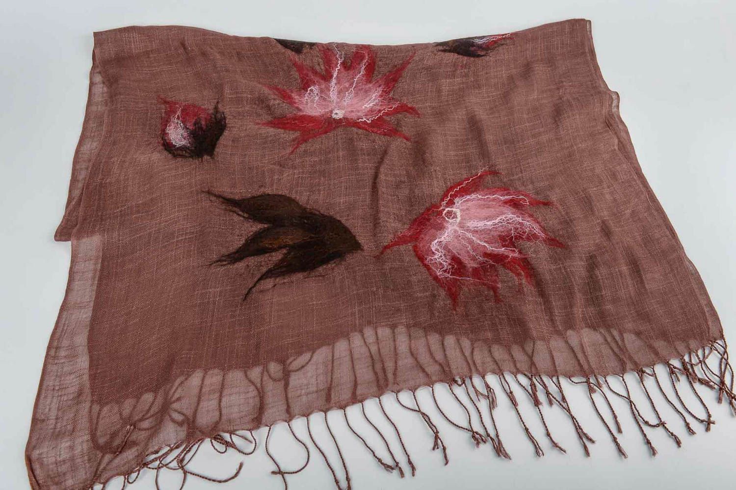 Beautiful handmade felted wool scarf silk scarf fashion shawl gifts for her photo 3