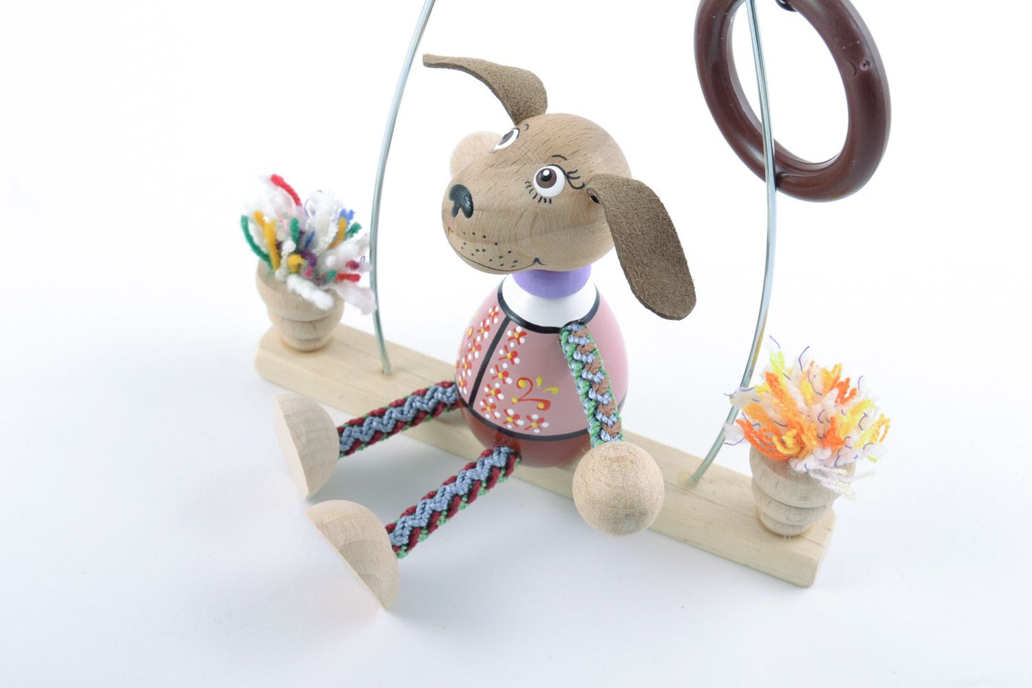Designer Kinder Holz Spielzeug Hund aus der Bank mit Öko Farben bemalt einzigartig foto 3