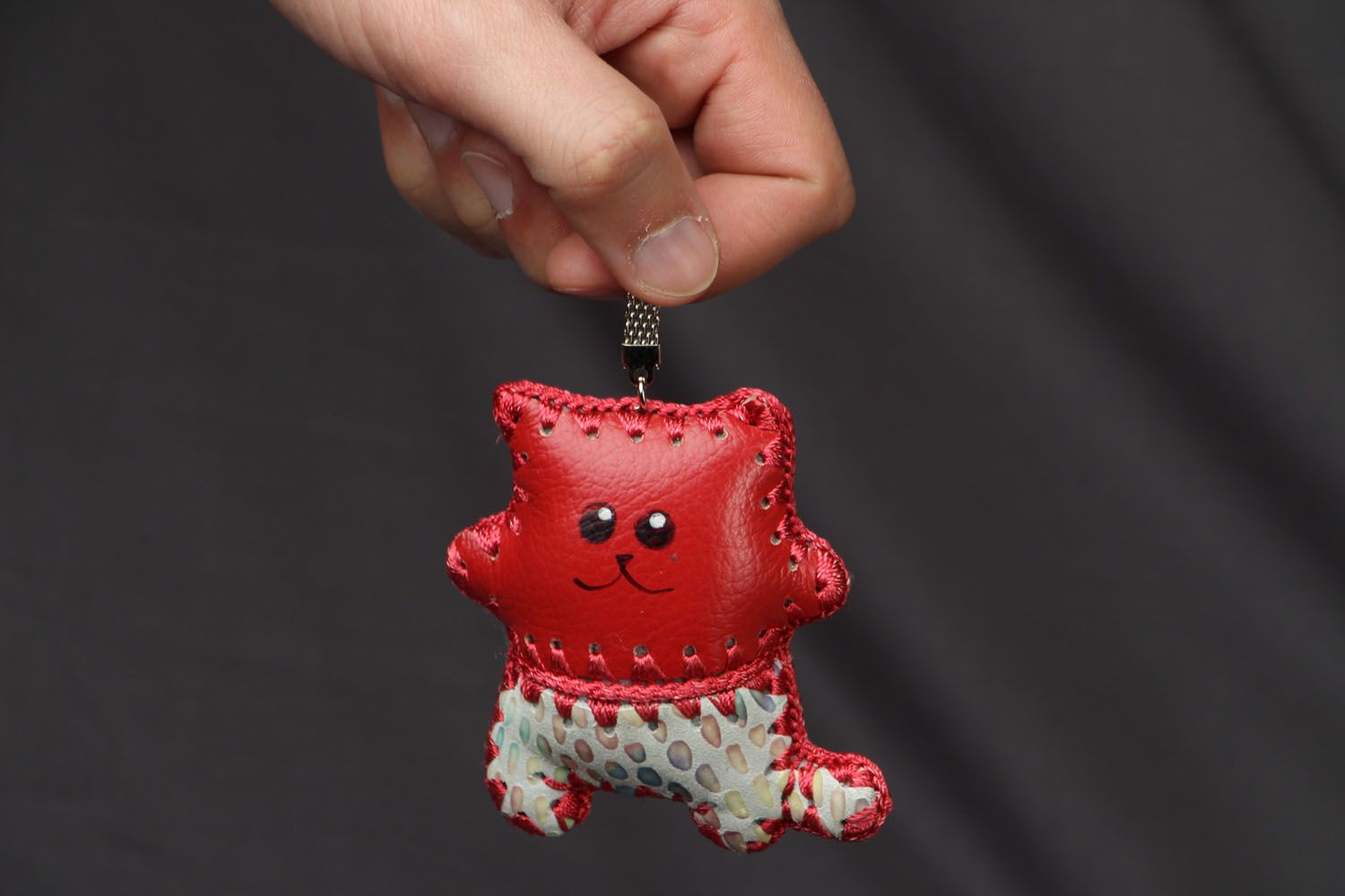 Genuine leather keychain The Cat in Underpants photo 4