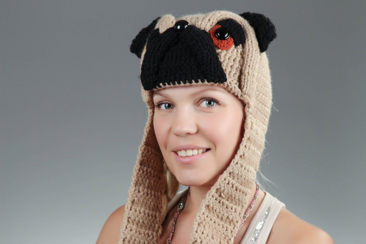 Knitted hat Pug photo 5