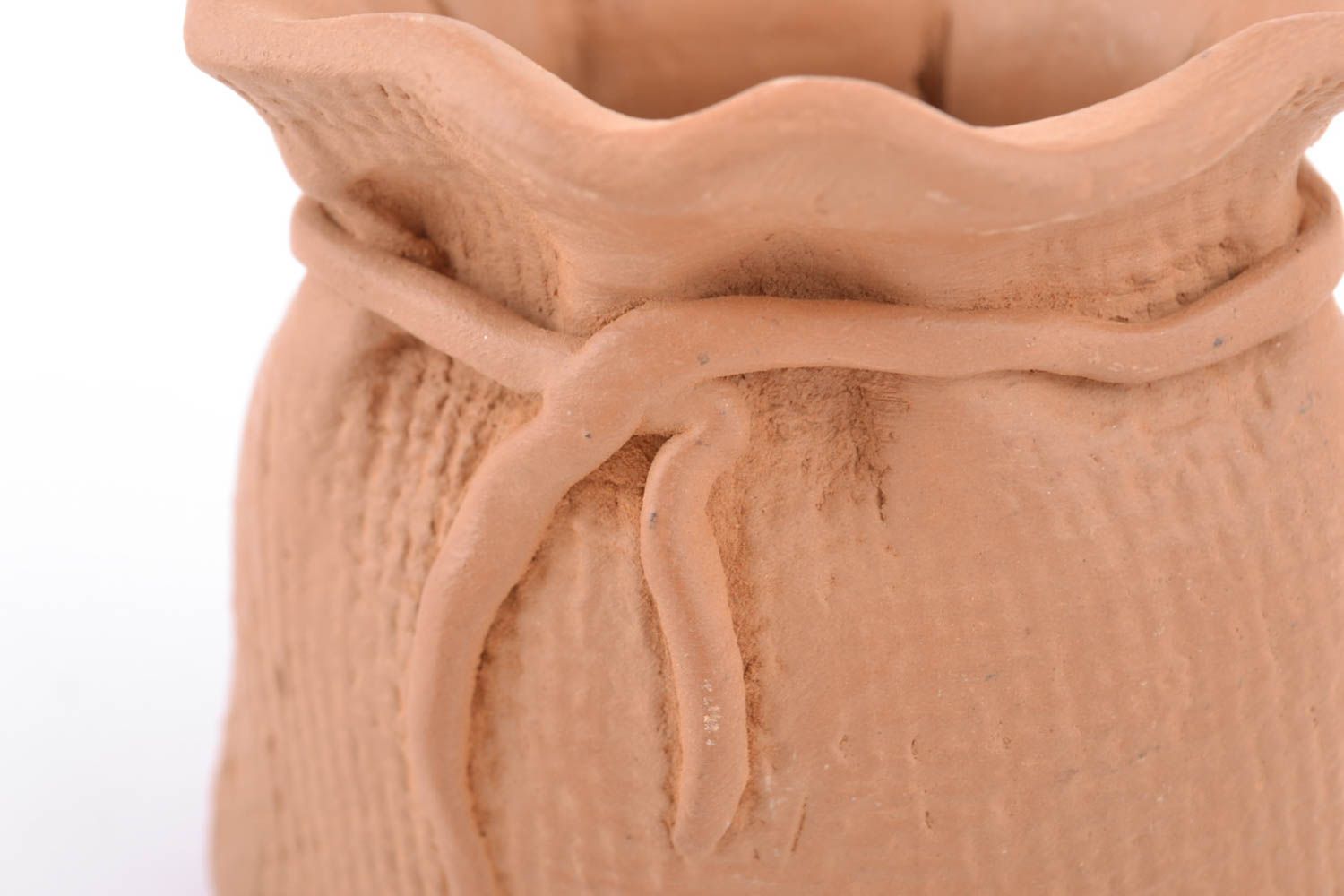 Pot à épices en terre cuite en forme de sac fait main design de créateur photo 4