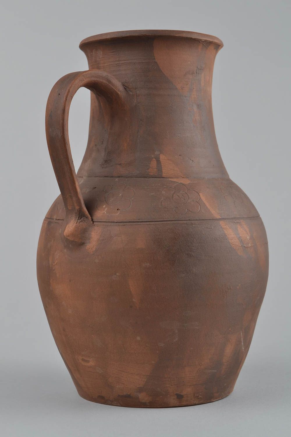 100 oz ceramic clay jug pitcher carafe in brown color 2,9 lb photo 4