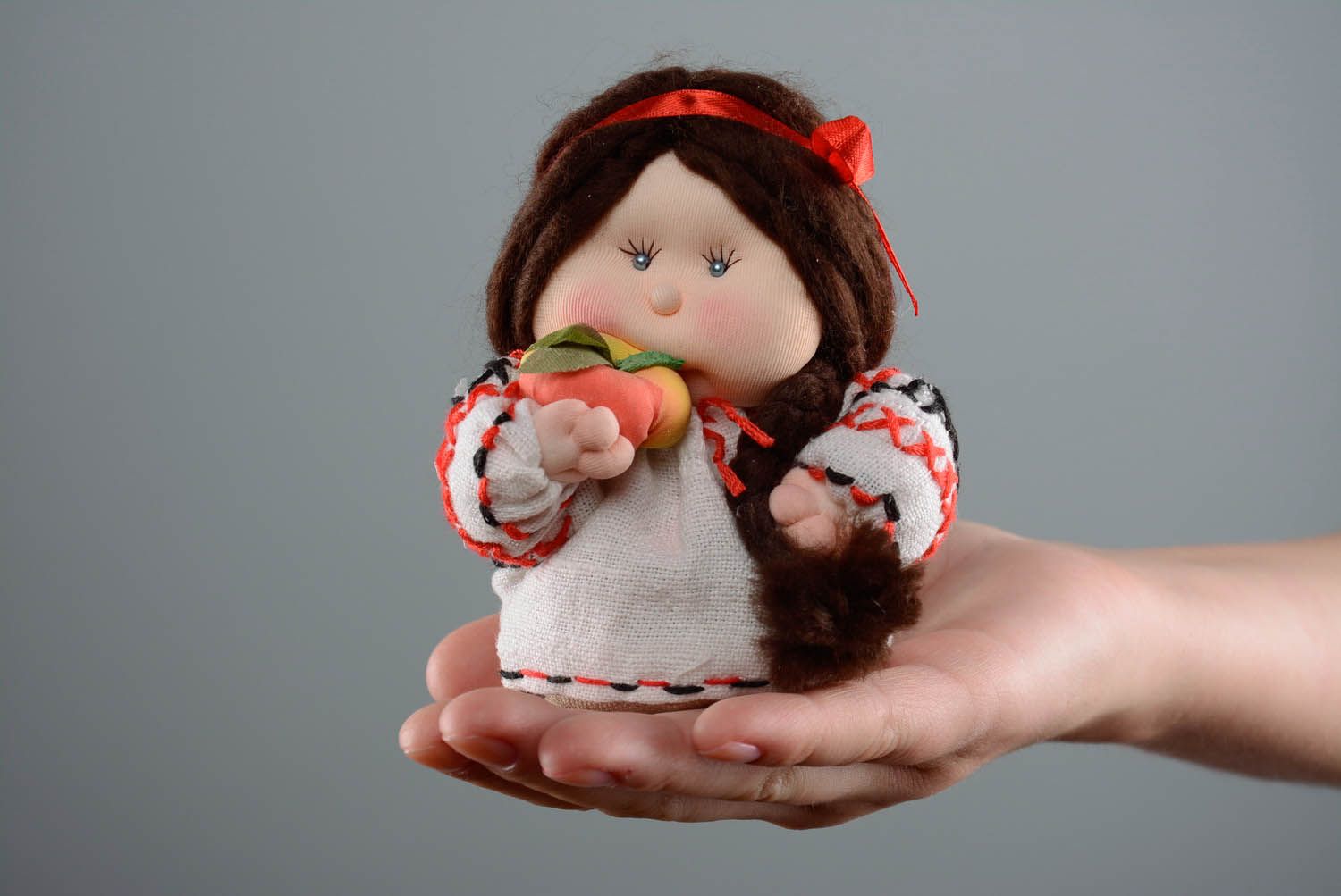 Textile doll Mari in embroidered shirt photo 2