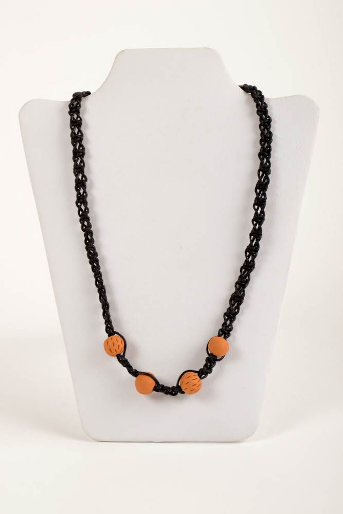 Ethnic necklace handmade ceramic necklace clay jewelry eco friendly accessory photo 2