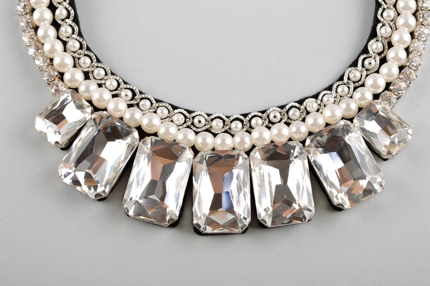 Collier mode Bijou fait main cristaux strass fausses perles Cadeau femme photo 3