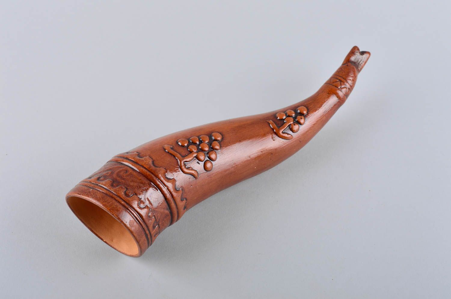 Trink Horn handmade Keramik Behälter Geschenk für Männer Geschirr Ton foto 2